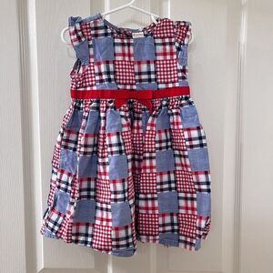Gymboree Patchwork Plaid Red White and Blue Dress Girls Size 18-24 Months